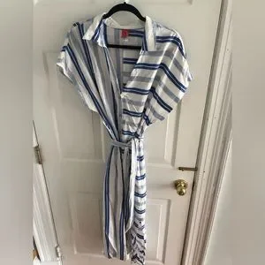 Red Carter | Dresses | Red Carter Blue And White Striped Linen Blend Casual  Button Down Maxi Dress | Poshmark